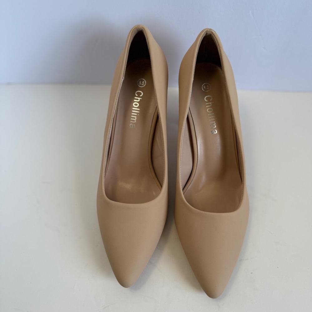 Chollima Womens Pointed Toe Block Heel Pumps Beige Tan Size 8.5 Business Dressy - Picture 8 of 11